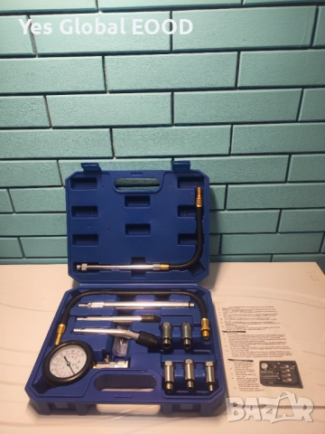 Комплект тестер за компресия бензинови двигатели 0–300 PSI, снимка 8 - Куфари с инструменти - 52663312