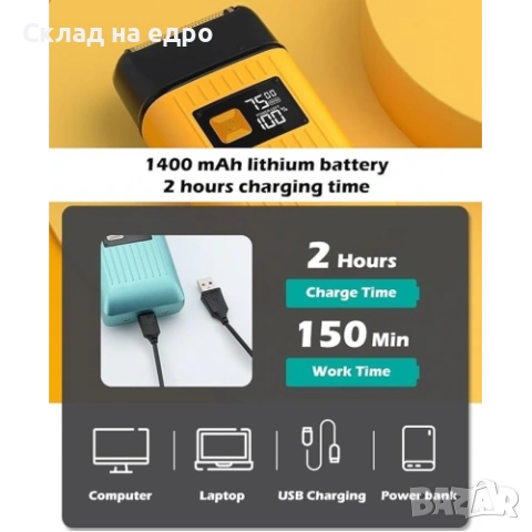 Безжична самобръсначка VGR 357, нова, златно-зелена, снимка 4 - Електрически самобръсначки - 53521534