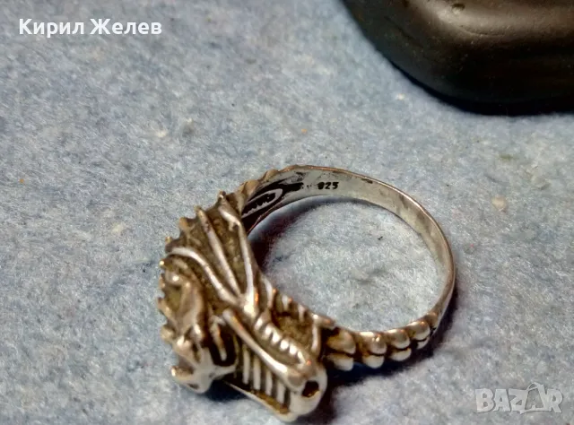 ЕФЕКТЕН ФИГУРАЛЕН СРЕБЪРЕН ПРЪСТЕН ДРАКОН СРЕБРО 925 ХУДОЖЕСТВЕНА РЪЧНА МАЙСТОРСКА ИЗРАБОТКА 49307, снимка 2 - Пръстени - 49246182