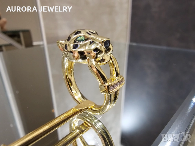 CARTIER Panthere de Cartier Gold Black 5 Diamonds Пръстен, снимка 2 - Пръстени - 52818763