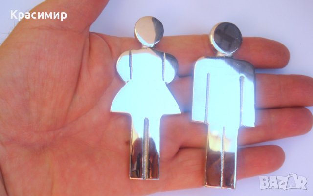 Стари никелови табелки-момченце и момиченце за тоалетна