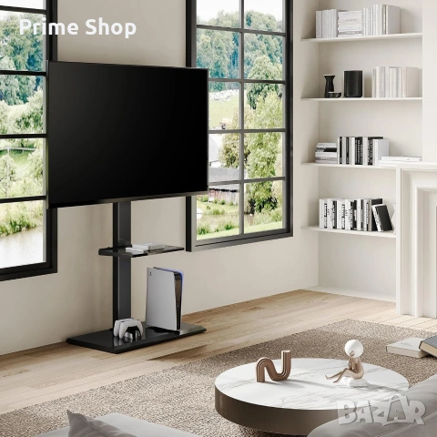 Метална подова стойка за телевизор 50-80" с въртене и рафт, FITUEYES, снимка 5 - Други - 53445038