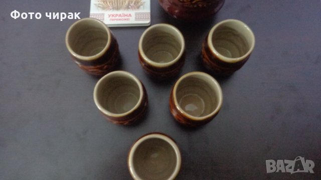 Комплект керамични бутилка и чаши - СССР, снимка 2 - Други ценни предмети - 33047784