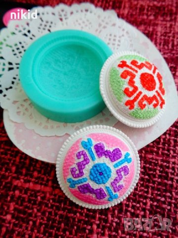 Бродерия шевица брошка народни силиконов молд форма декорация украса фондан торта гипс 