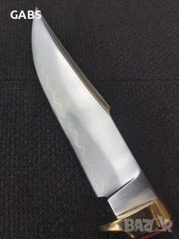 Ловен нож с кожена кания,три слоя стомана LN402, снимка 9 - Ножове - 49962608