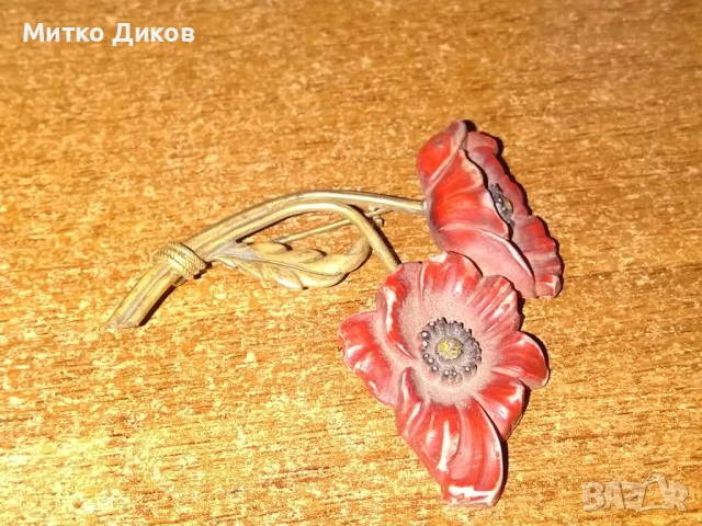 Брошка винтидж цветя , снимка 2 - Антикварни и старинни предмети - 51513857