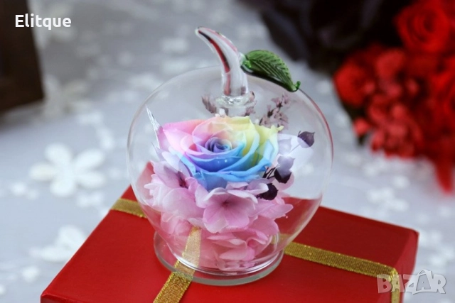 Вечна Роза в стъклена ябълка  YSH F, снимка 5 - Подаръци за жени - 52895116