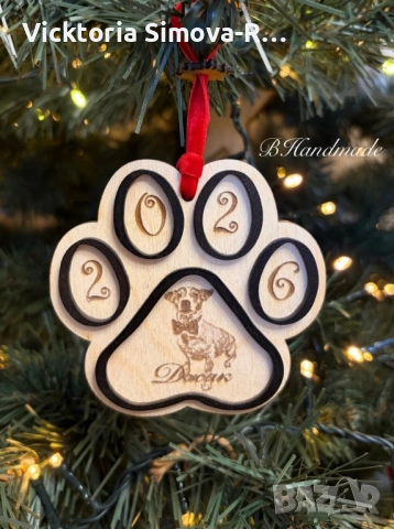 Персонализирани, дървени орнаменти за елха за кучета и котки