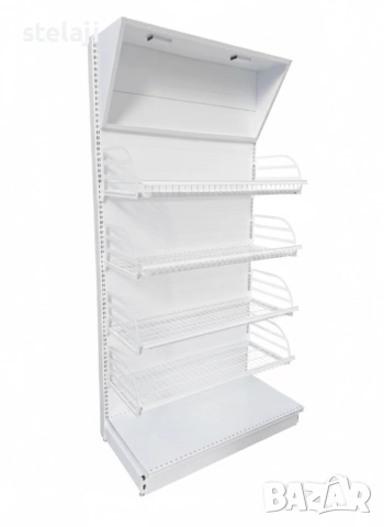 НОВ Бял стелаж за магазин (120кг на рафт) – 180/66,5 см , снимка 17 - Стелажи и щандове - 43237680