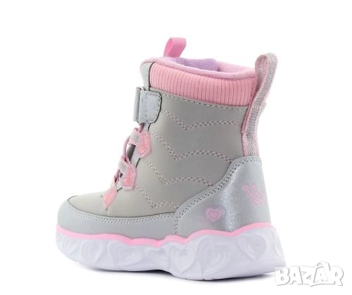 WINK MIHR LED Детски светещи ботушки за момиче, Сребристи със сърчица, снимка 2 - Детски боти и ботуши - 52854625