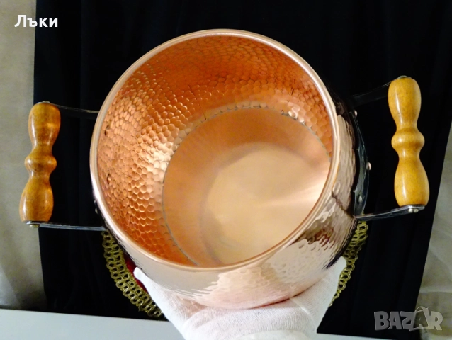 Медна тенджера 6 л.,1кг.,чиста червена мед. , снимка 5 - Антикварни и старинни предмети - 52587280