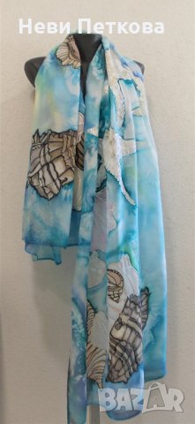 РИСУВАНО парео МОРСКА ПРИКАЗКА , снимка 2 - Шалове - 33513142