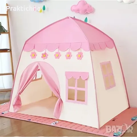 Детска палатка къща + светещ гирлянд лампички тип “памучни топчета”, снимка 1