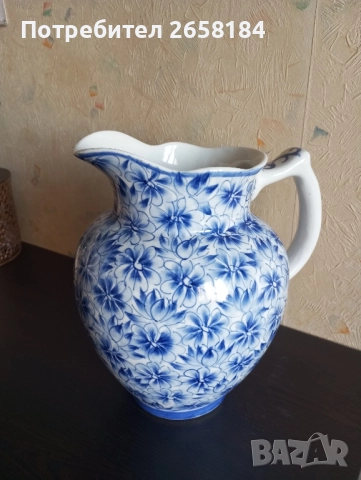 Ръчно рисувана кана / ваза, порцелан, вис.25 см., снимка 3 - Декорация за дома - 52790784