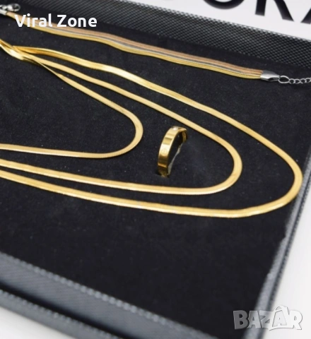 Комплект бижута от 3 части: колие, гривна и пръстен , снимка 2 - Бижутерийни комплекти - 53480150