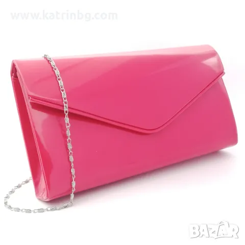 Дамска чанта клъч тип плик елегантна в червено, лачена
