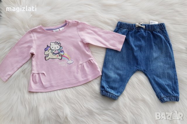 Дънков потур и блуза  H&M 3-6 месеца, снимка 6 - Комплекти за бебе - 28047589