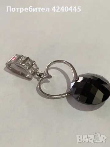 Сребърна висулка с оникс, снимка 2 - Колиета, медальони, синджири - 50301165