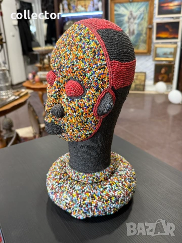 Кралска камерунска глава от теракота. №7876, снимка 4 - Антикварни и старинни предмети - 53496089