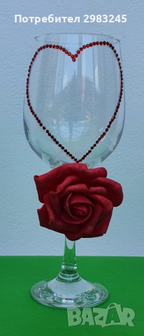 Декорирана чаша със сърце и роза, снимка 5 - Декорация за дома - 37415644