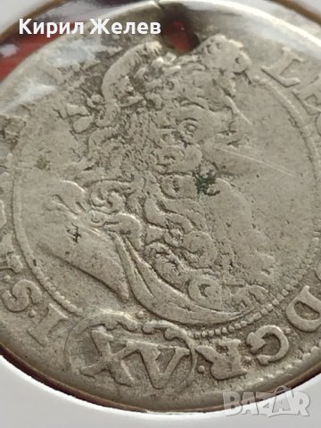 Сребърна монета 15 кройцера Леополд първи Кремниц Унгария 13681, снимка 3 - Нумизматика и бонистика - 42987579