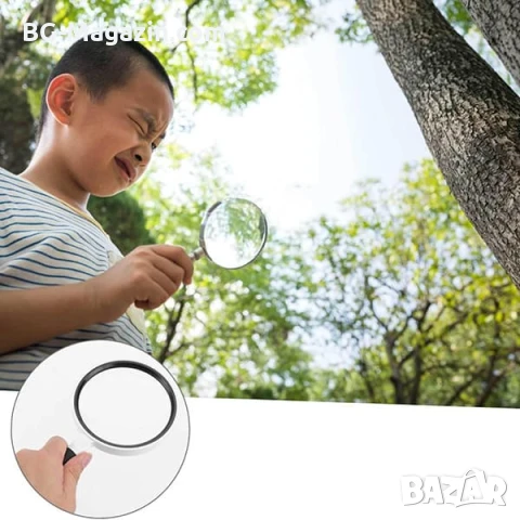 Мощна увеличителна ръчна лупа с дръжка 6X увеличение за четене на книги деца голяма стъклена , снимка 5 - Други инструменти - 50920230