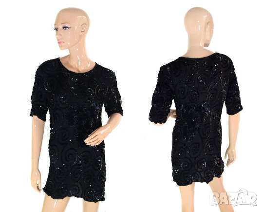 Ribbel дамска копринена черна блуза с пайети 100% коприна