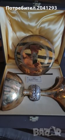 Уникален ръчно изработен сребърен потир с позлата. , снимка 2 - Антикварни и старинни предмети - 43913883