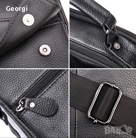 Мъжка кожена бизнес чанта /Върхова черна естествена кожа!, снимка 6 - Чанти - 49279149