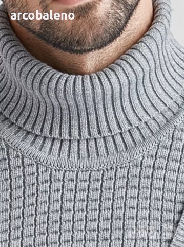 Мъжки пуловер с висока яка и тънка плетена жилетка, 3цвята - 023, снимка 6 - Пуловери - 38988632