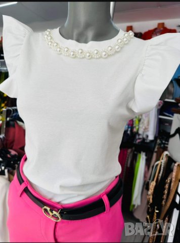 Хит !Блузка с ефектно колие , снимка 3 - Тениски - 40441204