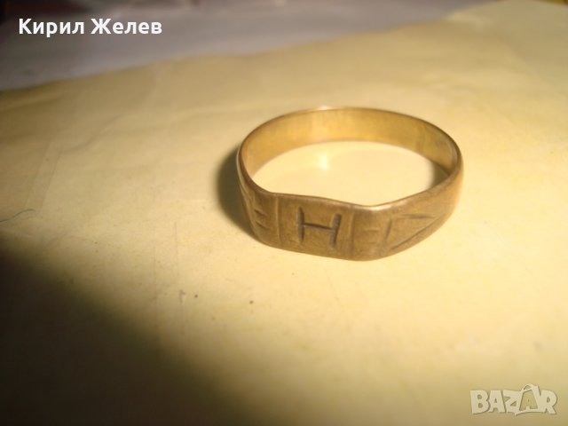 МНОГО СТАР ПАТИНИРАН БРОНЗОВ ПРЪСТЕН с МОНОГРАМ БУКВА Н РЪЧНА МАЙСТОРСКА ИЗРАБОТКА за КОЛЕКЦИЯ 72121, снимка 3 - Антикварни и старинни предмети - 34896299