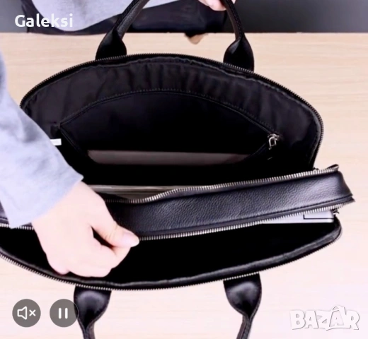 Мъжка луксозна чанта за лаптоп 15,6”/Офис куфарче от черна естествена кожа!, снимка 12 - Чанти - 53418794