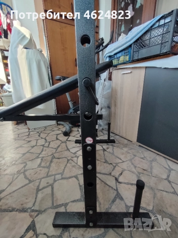 Мултифункционална сгъваема лежанка + прав лост + тежести + ръкохватки за дъмбели, снимка 8 - Фитнес уреди - 52159173
