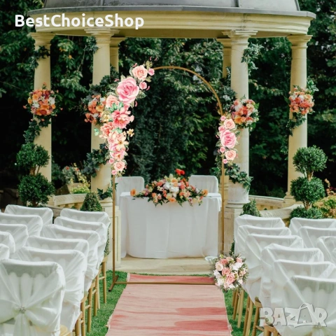 Метална сватбена арка, 2м х 1м рамка за сватбена арка златна