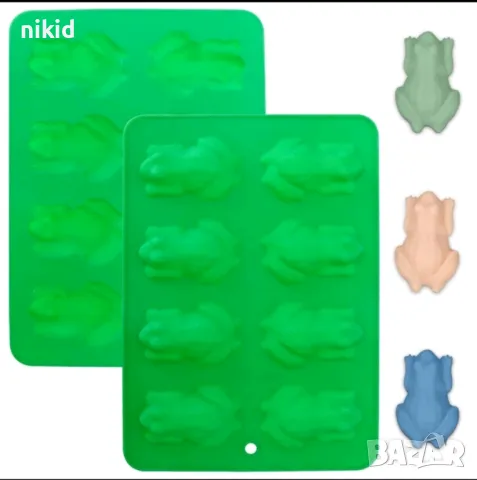 8 жаби жаба силиконов молд форма фондан шоколад гипс сапун свещ декор, снимка 2 - Форми - 48018703