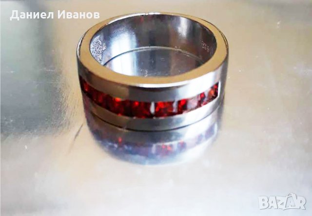 Сребърен пръстен с печат и камъни Сваровски Нов, снимка 2 - Пръстени - 28644454
