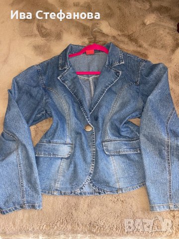Дънково синьо сако XL размер еластичен деним , снимка 3 - Сака - 38171100