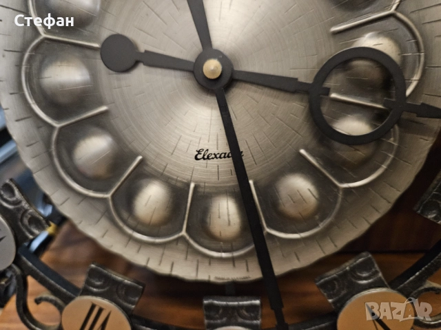 Винтидж стенен часовник със звездовиден дизайн от средата на века, стенен часовник MCM със сребърни , снимка 6 - Стенни часовници - 51977286