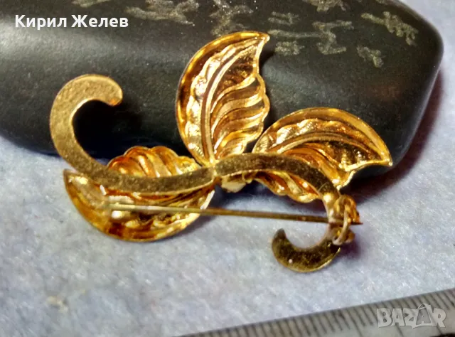 СТАРА ИЗЯЩНА ФЛОРАЛНА ПОЗЛАТЕНА ПЕРЛЕНА РЕТРО АРТ БРОШКА ФИНА РЪЧНА ИЗРАБОТКА 45677, снимка 8 - Антикварни и старинни предмети - 48818868