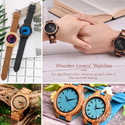Оригинален, ръчно изработен дървен часовник, Модел С28, снимка 5 - Дамски - 26818136