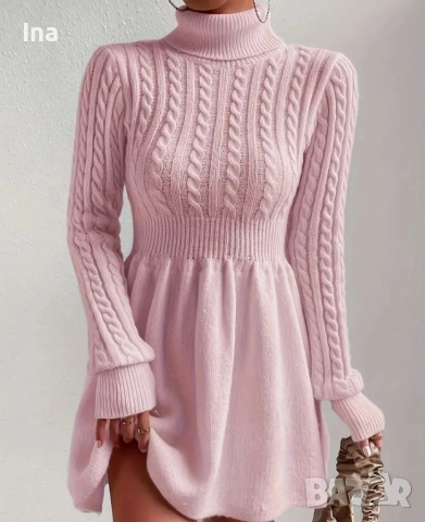 Зимна розова рокля, снимка 2 - Рокли - 51751471