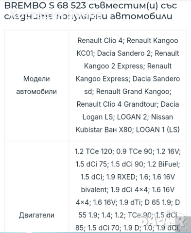 Комплект спирачни челюсти Brembo s68523 -Dacia, Renault , снимка 8 - Части - 51457024