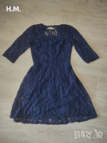 Тъмносиня дантелена рокля , снимка 3 - Рокли - 48084828