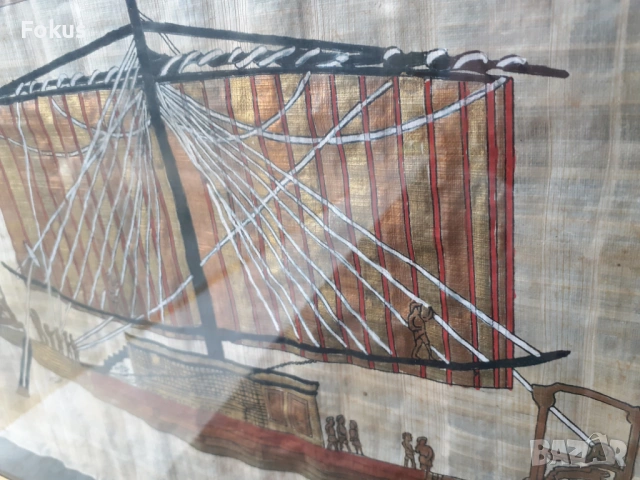 Стар папирус картина Египет - винтич, снимка 4 - Антикварни и старинни предмети - 53385350