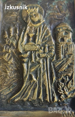 Рядка авторска бронзова пластика – крал Артур с Граала, снимка 4 - Антикварни и старинни предмети - 51116064