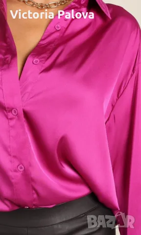 Малинова риза TAFT 100% коприна, снимка 12 - Ризи - 47745378