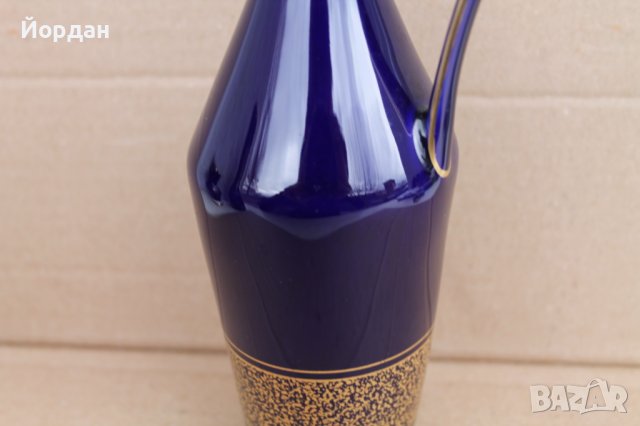 Порцеланова Немска ваза цвят кобалт, снимка 3 - Антикварни и старинни предмети - 44050256