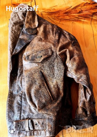 Винтидж марково оригинално cafe racer Моторджиско дебела кожа бомбър пилотско Camel Л/Хл , снимка 5 - Якета - 43352442