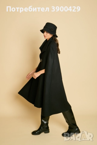 Дамска Вълнена Пелерина Megane, снимка 5 - Палта, манта - 52183973